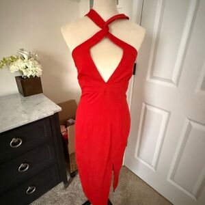 Nicholas NEW Elegant Red Halter Dress